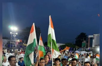 भुजलिया जुलूस में सांसद श्री साहू के नेतृत्व में तिरंगा यात्रा का हुआ आयोजन