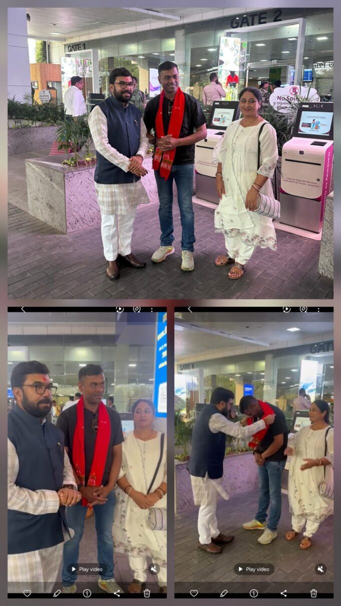 सांसद बंटी विवेक साहू ने छिंदवाड़ा के लाल आशुतोष वरदेय का गुवाहाटी में किया सम्मान